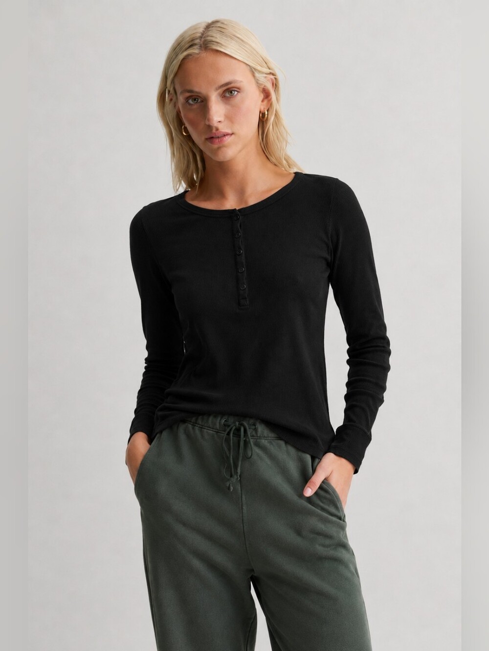 SO Waffle Knit Black Long Sleeve Shirt XL
